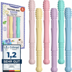 Beißröhrchen Zahnungshilfe Beißring Baby Bpa-Frei Silikon 6 Stück Us-Cpc Zugelassene Greifling (6 Stück) - Sonderangebot!