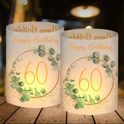 12 Windlicht Tischdeko 60 Geburtstag, 60 Jahre Happy Birthday 🎉🕯️