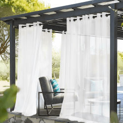 🌿🌞 Deconovo Outdoor Vorhang Wetterfest mit Ösen Transparente Gardinenschal Gardinen Wasserdicht Vorhänge für Terrassen Pavillon Balkontür, 214x140 cm(HöhexBreite), Weiß, 2er Set - Angebot