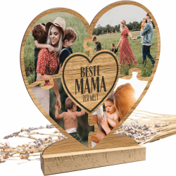 Elbeffekt Muttertagsgeschenk - Beste Mama der Welt ❤️ personalisiert - Holz Foto Geschenk