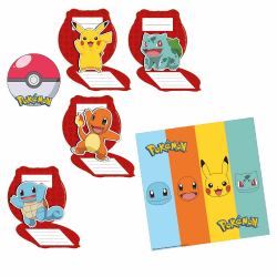 🎉 Amscan 9917116 Pokémon Kindergeburtstags-Einladungen und Umschläge, 8 Stück 🎁