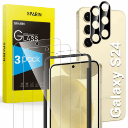🔥 SPARIN für Samsung Galaxy S24 Panzer Schutz Glas, 3 Stück Schutzfolie und 2 Stück Kameraschutz 📱