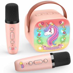 🦄 Karaoke Maschine mit 2 Bluetooth Mikrofon Kinder | Mädchen Geschenk 3-12 Jahre