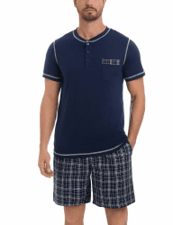 🌙 Litherday Schlafanzug Herren Kurz Pyjama Set aus 100% Baumwolle 🌟