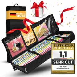 🎁🎉 Aufbewahrungstasche für Geschenkpapier - Wasserdichtes 600D Oxford Gewebe - Organizer mit Fächern 90x30x12cm 🎁🎉