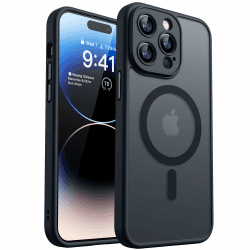 📱🔒 CANSHN 2024 Neu für iPhone 14 Pro Max Hülle mit Kameraschutz für Magsafe - Schwarz