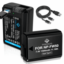 🔋📸 2 Stück NP-FW50 Ersatz Akku 1300mAh mit USB Typ-C-Ladung