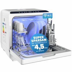 🌟 MONZANA® Tischspülmaschine ohne Wasseranschluss 🌊 App Funktion 📱 sparsamer Verbrauch 4,5L 🌿 6 Programme 🔄 4 Gedecke 45cm Mini Geschirrspüler Spülmaschine Weiß