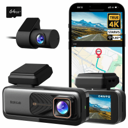 BOTSLAB Dashcam Auto Vorne Hinten, 4K Dashcam Auto GPS mit WiFi, Dual Autokamera mit 64GB SD Karte, ADAS, Nachtsicht 🚗📷