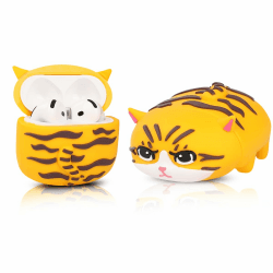 LEWOTE Kompatibel mit Apple Airpods 4 Case schützende lustige Nette 3D Cartoon Cover Abdeckung mit Schlüsselbund [Papa Series] (Cat Yellow) 🐱💛