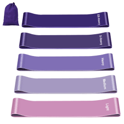 Fokky Fitnessbänder [5er Set] 💜 Naturlatex Gymnastikband mit Übungsanleitung & Tragebeutel