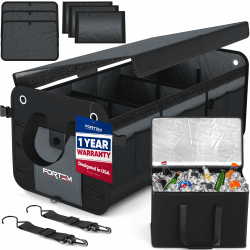 🚗 FORTEM Kofferraum Organizer: Zusammenklappbare Kofferraumtasche mit Rutschfestem Boden und Verstellbaren Gurten