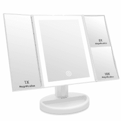 Auxmir Kosmetikspiegel mit LED Beleuchtung, Faltbar Schminkspiegel 1X/5X/10X Vergrößerung