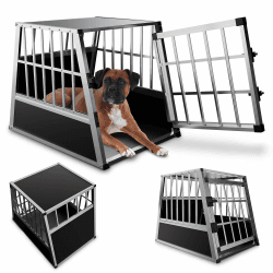 🐾 Juskys Alu Hundetransportbox L - 91x66x70 cm 🚗🐶