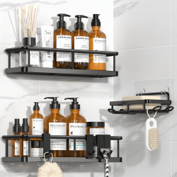 YASONIC Duschablage ohne Bohren Badezimmer Organizer, Badregal Duschregal ohne Bohren, Duschhalterung ohne Bohren 🚿