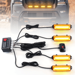 🚨 Dinfu 4 x LED Warnlicht Frontblitzer - 40W COB LED Warnleuchte Orange Blitzleuchte 🚗