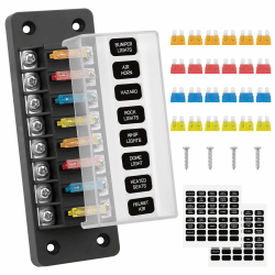 🚗 Sicherungshalter 12 Volt KFZ Sicherungskasten 8 Fach mit 24Pcs Sicherungen und Etiketten 🚐