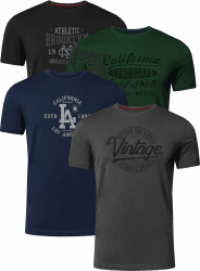 Vollzeit-Sport Herren Baumwolle T-Shirt 4er Set Pack PRINT-001 🏋️‍♂️👕