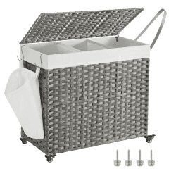 🌟 SONGMICS Wäschekorb mit Deckel, 160 L, Wäschesammler 3 Fächer 🧺👕👖🧦