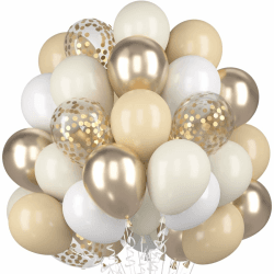 Luftballons Beige Sandweißer, 60 Stück Champagner Gold Mattes Weiß Helium Ballon, Aprikose Creme Weiss Nude Gold Konfetti Latex Ballons