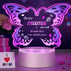 Acryl Schmetterling Nachtlicht für Mama 🦋 Beste Mama der Welt 🎁