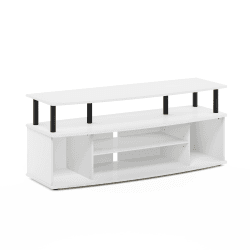 📺🛋️ Furinno JAYA Großes Entertainment-Center für bis zu 55-Zoll-Fernseher, Weiß/Schwarz - Spezialangebot!