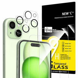 NEU'C Panzerglas und Kamera Panzer Schutz für iPhone 15 - 6,1 Zoll - 2 Stück