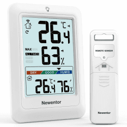 🌡️🏡 Newentor MAX MIN Thermometer innen außen - Wetterstation Funk mit Außensensor