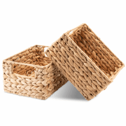 🌿🧺 Decorasian Korb Aufbewahrung geflochten aus Wasserhyazinthe - Seegras rechteckig - 2 Stück Größe S 🧺🌿