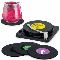 Valdivia Retro-Vinyl-Schallplatten Untersetzer mit Spieler, 6 Stück Untersetzer Gläser für Getränke 🎶🕺