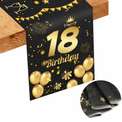 Tischläufer 18 Geburtstag Schwarz Goldene Party Tischdecke