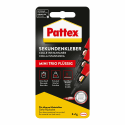 🔥 Pattex Sekundenkleber Flüssig Mini Trio - Spülmaschinenfester Superkleber (3 x 1g)