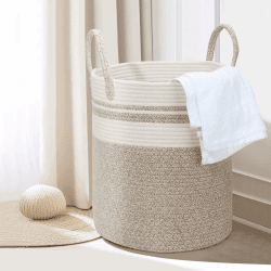 🧺 Wäschekorb Geflochten aus Baumwolle 45L - Aufbewahrungskorb für Wäschekammer, Kinderzimmer, Bad