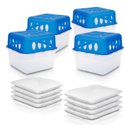 🌿🏠 BigDean 4x Luftentfeuchter Feuchtigkeits-Stopper mit 8 x 400g Nachfüll-Beutel Granulat - Feuchtigkeitskiller Raumentfeuchter