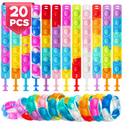 20 Stück Pop it Armbänder für Kinder Set 🌈🐻 | Anti Stress Silikonarmband