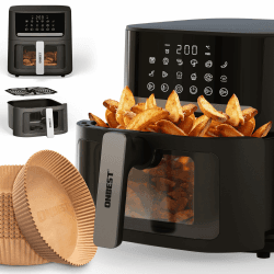 ONBEST Heißluftfritteuse mit großem Sichtfenster & 12 Kochprogrammen – XL Airfryer 🍟🍗