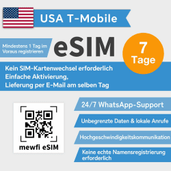 🇺🇸 USA eSIM T-Mobile 7 Tage 📱🌐