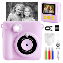 Kinderkamera Sofortbildkamera, 1080P Sofortbildkamera Kinder mit 32GB TF Karte