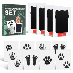 🐾 Pfotenabdruck Set Hund Katze, 4 Pcs Fussabdruck Baby Set mit 8 Karten 🐾
