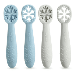 PandaEar Baby Löffel Set (4 Packung) 🐼🥄 | BPA-frei Silikon Esslernlöffel Fütterlöffel Selbstzuführung Utensilien Weich Flexibel