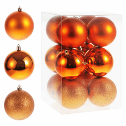 Weihnachtskugeln Orange 8cm - 12 Stück Christbaumkugeln 🎄