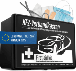 Auto Verbandskasten 2025 europaweit einsetzbar & geprüft (StVO konform) - KFZ Erste-Hilfe-Set Verbandskasten DIN 13164 zertifiziert - PKW Verbandkasten Tasche, Erste Hilfe Kasten