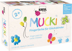 🌈🎨 KREUL 23050 - Mucki Fingerfarbe für Glückskinder, 6 x 50 ml 🟡🌸💎💚🟠🐉