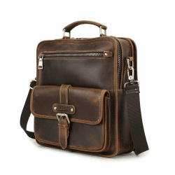 🎒 Herren Umhängetasche aus echtem Leder - 13 Zoll Schultertasche für Arbeit, Schule & Reise