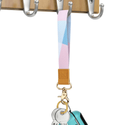 🔑🎁 Kdracoip Schlüsselband kurz mit Schlüsselring | Blaue und rosa Streifen | Geschenkidee