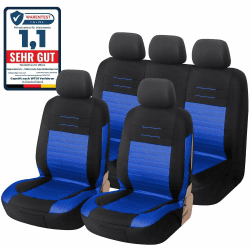 Upgrade4cars Autositzbezüge Blau Schwarz | Autoschonbezüge Set für Vordersitze & Rückbank