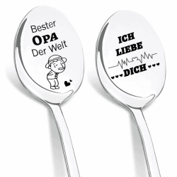 DIKARYA Vatertagsgeschenk für Opa, 2er Kaffeelöffel mit Gravur 🎁