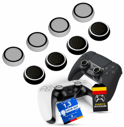 🎮 8 Stück Black & White | PS5 Zubehör Thumbstick Silikon Kappen - PS5 Controller Grip, PS4 Sticks, Xbox Controller Schutz