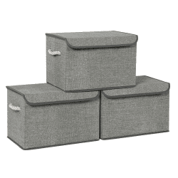 🌟 SONGMICS Aufbewahrungsboxen, 3er Set, Stoffboxen mit Deckel, Grau RFB013G02 🌟