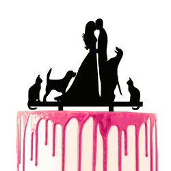 CARISPIBET Tortenaufsatz für Hochzeitstorte 🎂 Hochzeitsparty 🎉 Acryl-Kuchendekoration mit Tieren und Brautpaar 💑